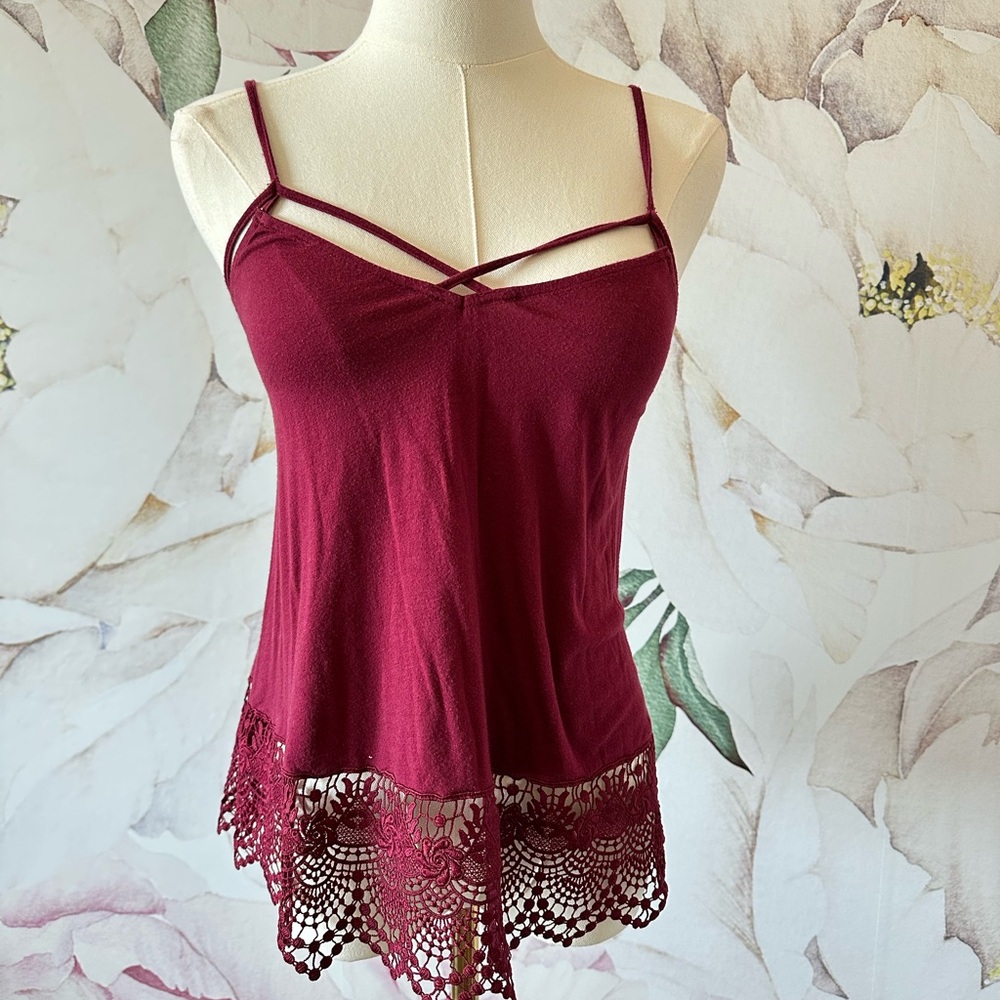 Red Asymmetrical Embellished Camisole